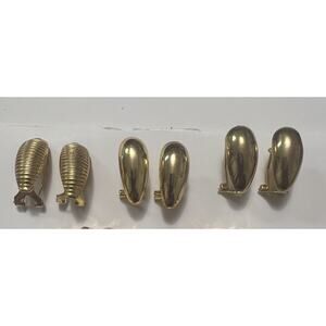 Vtg Teardrop Gold Tone Earrings Set Lot of 3 Textured Stud Post Pierced